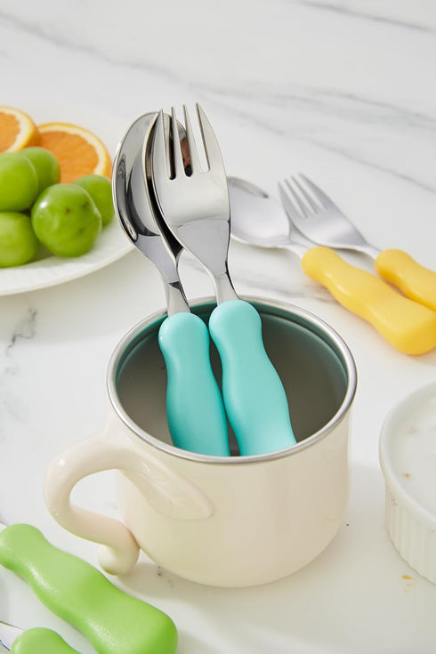 ANNOVA Kids Silverware 6 Pieces Set Children's Flatware - Stainless Steel Cutlery - 3 x Safe Forks, 3 x Dinner Spoons - Toddler Utensils Without K...