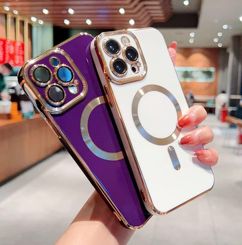 Case for iPhone 14 Pro Max Case Compatible with MagSafe Camera Protector Plating Gold Edge Soft TPU Shockproof Case for iPhone 14 Pro Max Case (6....