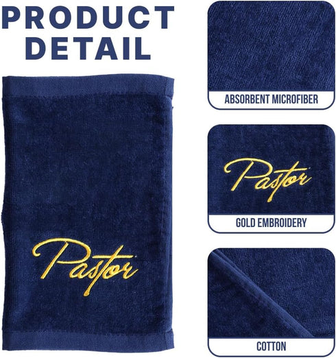 Swanson Christian Products Embroidered Hand Towels - 'Pastor' - Gifts for Pastor, Clergy, & Ministers - Pastor Towel - Hand Towel with Gold Letter...