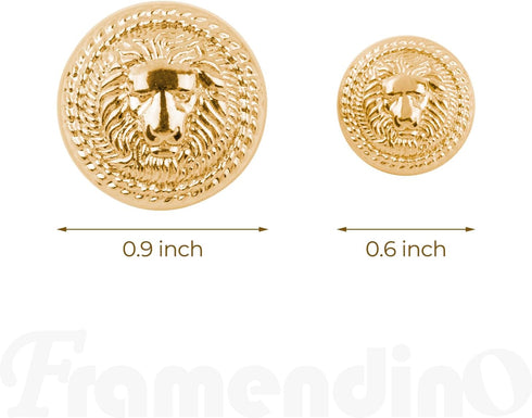 Framendino, 30 Pack Vintage Gold Lion Head Buttons Metal Blazer Button for Clothes Crafts 15mm 23mm...