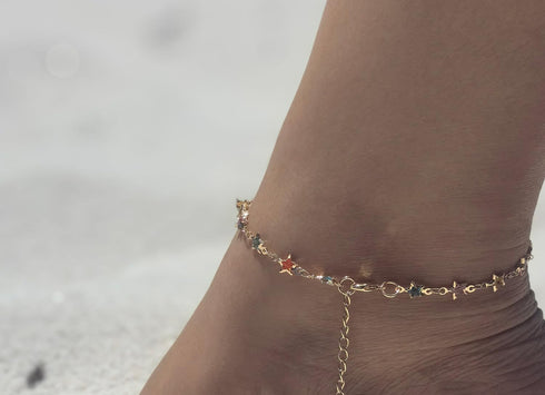 Gold Pearl Starfish Anklet Bracelet 18K Gold Stainless Steel Hawaiian Anklet for Women...