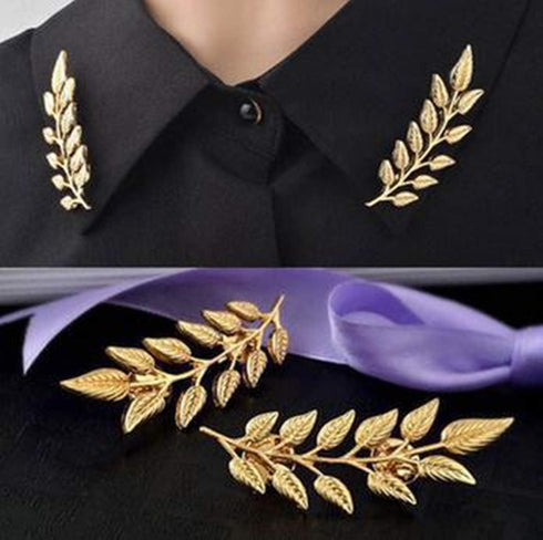 TFYU 4 Pcs Deer Head Double Link Chains, Gold Stud, Retro Hollow Pattern and Angle Triangle Tassels Collar Pins Brooch Clip Pin Brooches Shirt Col...