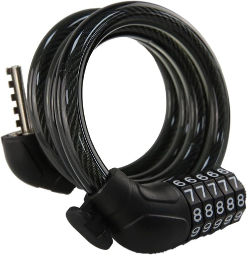 4ft Flexible Cable Bike Lock - Coiled Security with Resettable Combination, Includes Mounting Bracket for Bicycle Protection (Blue), BL-001...