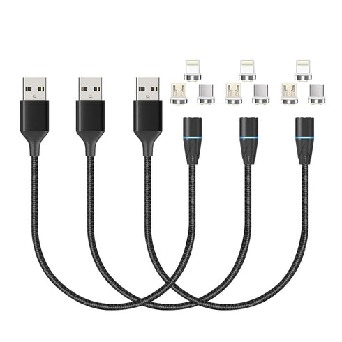 NetDot Magnetic Charging Cable,3in1 Gen12 (1ft/3 Pack Black) 18W Fast Charging Magnetic Phone Charger and Data Transfer Magnetic Charger for USB-C...