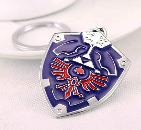 DeltaHalo | Link Shield Keychain Legend of Zelda Keyring |"Thin-Tin" Super Light Weight Metal Keychain (Blue), Small...