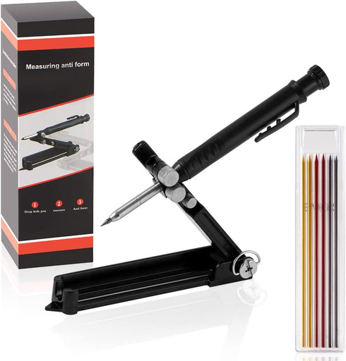 Multi-Function Scribing Tool, Construction Aluminum Alloy Scribe Tool with Deep Hole Pencil for DIY Woodworking, Compass Contour Gauge, Floor Corn...