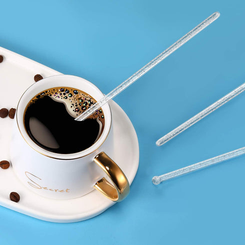 100 Pieces Disposible Plastic Round Top Crystal Swizzle Sticks (Silver)...