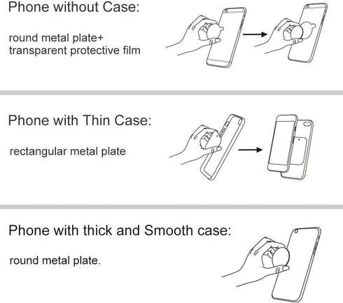 Magnetic Phone Mounts 2 Pack with 3M Adhesive. Black Flat Cell Phone Holder for Car Dashboard, Truck, Wall, Mirror, Table. Universal Low Profile S...