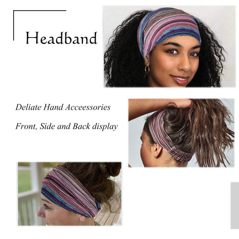 CAKURE Boho Wide Headbands African Head Wraps Stretchy Hairbands Stripe Turban Head Bands for Women and Girls Pack of 3 (Set1)...