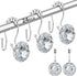 Shower Curtain Hooks Rings for Bathroom, 12PCS Double Hooks Glide Anti Rust Crystal Rhinestones Shower Curtain Rings Hangers for Shower Curtains, ...