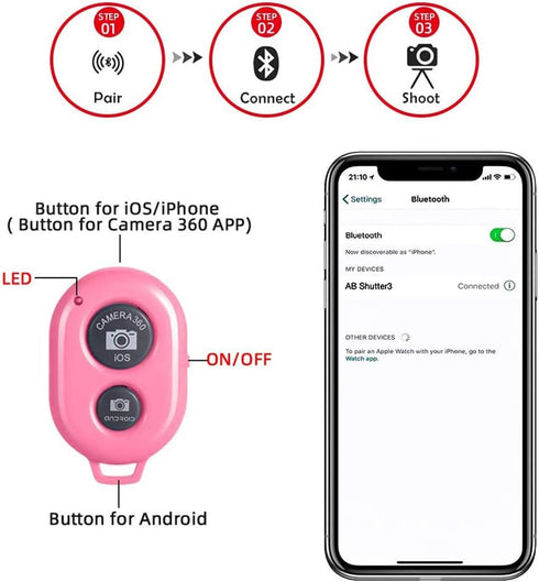 Wireless Camera Shutter Remote Control for Smart Phones- Compatible with iOS/Android (2 Black)...