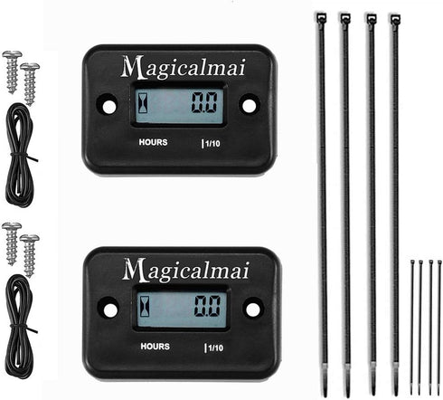 2pcs Magicalmai Inductive Hour Meter for Gas Engine Generator Lawn Mower Pressure Washer Marine ATV Boat Outboard Motor Dirt Bike Motorcycle Water...