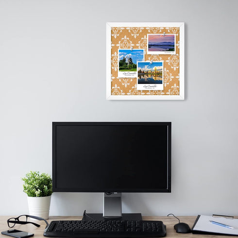 Decorative Cork Board for Walls, Square Bulletin Board with Floral Print, White Framed Pin Board Vision Board for Office School Bedroom and Dorm R...