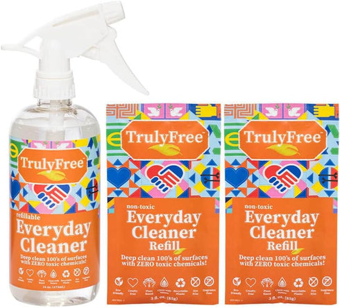 Everyday Cleaner - All Purpose Natural Cleaner Spray, Household Cleaning Supplies - 16oz Empty Spray Bottle, 2 Refills (3 oz each)...