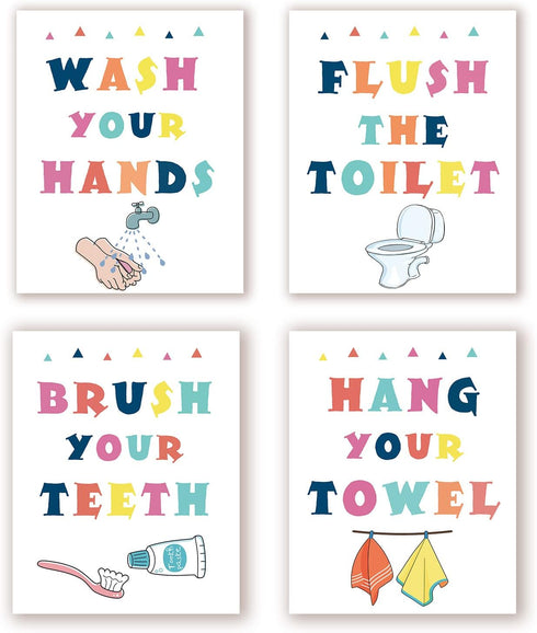 InSimSea Wall Art Prints Poster Funny Bathroom Signs Prints, Bathroom Quotes and Sayings Art Pictures Artwork, Kids Aesthetic Room Wall Decor, set...