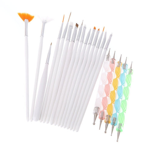 Yimart Pack of 20,Nail Art and Gel Acrylic Drawing Painting Brush Set with Dotting Pen Tools (B)...