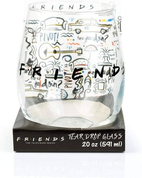 Silver Buffalo Friends Doodle Logo Stemless Wine Glass, 20 Ounces...