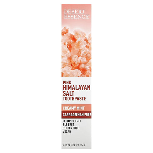 Desert Essence Pink Himalayan Salt Toothpaste - 6.25 Ounce - Creamy Mint - Complete Oral Care - Mineral Rich - Tea Tree Oil - Removes Impurities -...