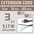 Industries Inc 3-Wire Appliance and Power Tool Cord, 3 ft, 14 AWG, 15A/125V AC, 1875w, Grey, 2pack...