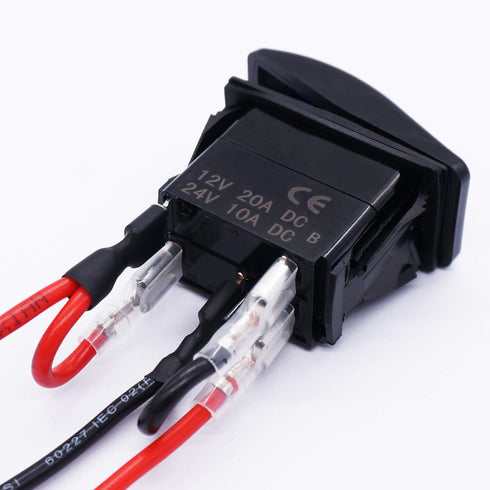 Twidec/Momentary Horn Rocker Toggle Switch SPST 5 Pin 20A 12V 24VDC ON Off Red LED Light Push Button Switch Bar Car with Jumper Wires Set A11625B-...