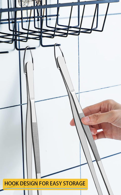 JETKONG 2 Pieces Long Food Tweezers Kitchen Tweezer Tong Chopsticks Tongs Stainless Steel Kitchen Cooking Forceps...