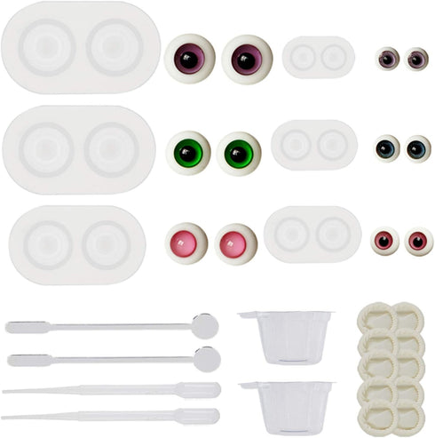 OLYCRAFT 6PCS Doll Eye Mold Eyeball Resin Molds, Resin Eyeball Casting Decorative Epoxy Eye Mold with Accessories for DIY Crafts Party Decorations...