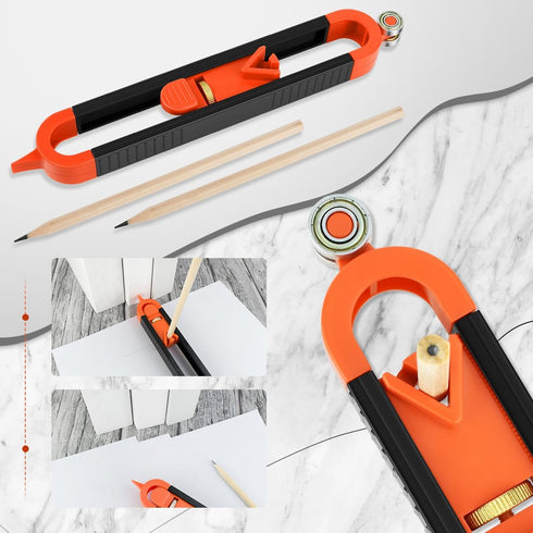 1 Pack Precise Contour Scribe Tool with 2 Pencil, Upgrade Contour Measuring Tool with Adjustable Lock for Woodworking Finish Carpenter, DIY Handym...