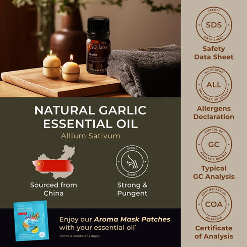 Gya Labs Garlic Essential Oil for Diffuser - 0.34 Fl Oz - 100% Pure Natural Garlic Oil for Skin, Hair, Candle Making Scent...