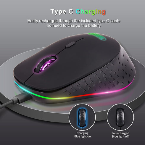 Wireless Gaming Mouse Computer Mouse PC Mouse Mac Gaming Mouse Bluetooth Mouse Soundless Mouse Mice for PC, Tablet, Laptop with Win/Pad/Mac/Linux/...