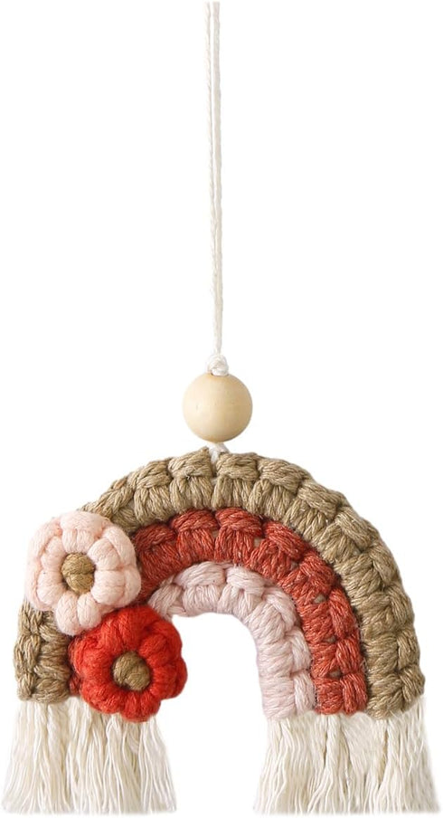 Rainbow Charm Decoration with Lovely Daisy for Home Office Car Interior, Hanging Air Freshener Essential Oil Diffusers (Red)...