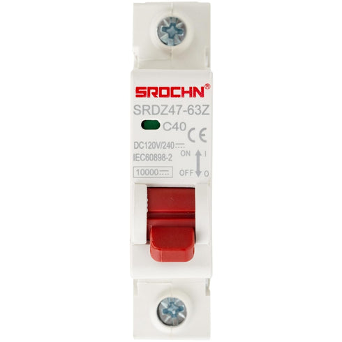 BlueStars 40 Amp DC Miniature Circuit Breaker, 120V/240V DC 1 Pole DIN Rail Mount for Battery & Solar Panels PV System, Thermal Magnetic Trip, Sin...