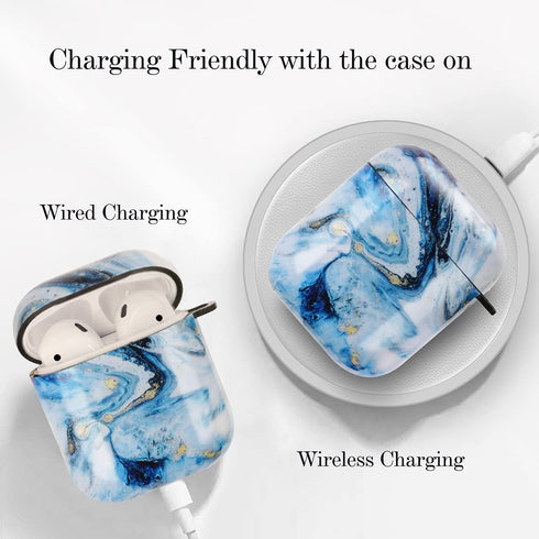 Marble Soft Earphone Case Compatible with AirPods Cover, Full Protective Soft TPU AirPods Cover Compatible with AirPods 1&2 Wireless and Wired Cha...