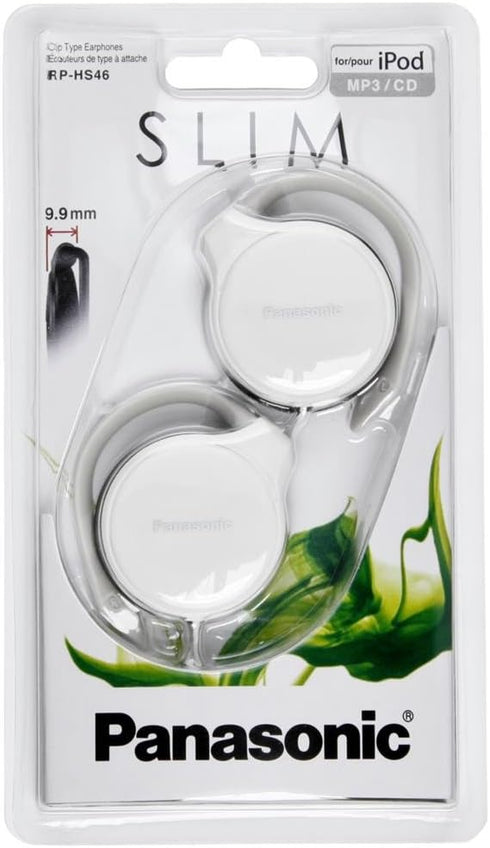 Panasonic RPHS46EW White Slim Headphones Clip Type Earphones RP-HS46...
