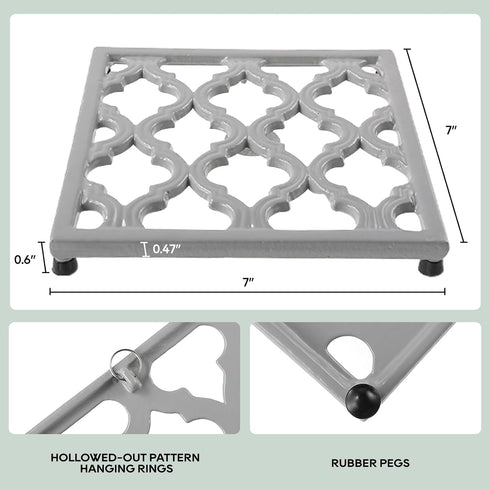 JOGREFUL Cast Iron Trivet Mats, Kitchen Pot Holders to Portect Table/Countertops, Heat Resistant Mats for Teapot/Hot Dishers/Plates, Vintage Mats ...