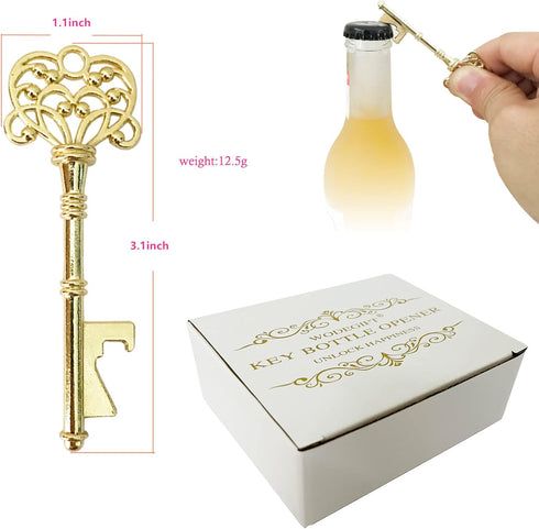 WODEGIFT 20 PCS Key Bottle Openers,Vintage Skeleton Key Bottle Opener,Wedding Favors Bottle Opener with 20Pcs Tag Cards and 20Pcs Key Chains(Gold?...