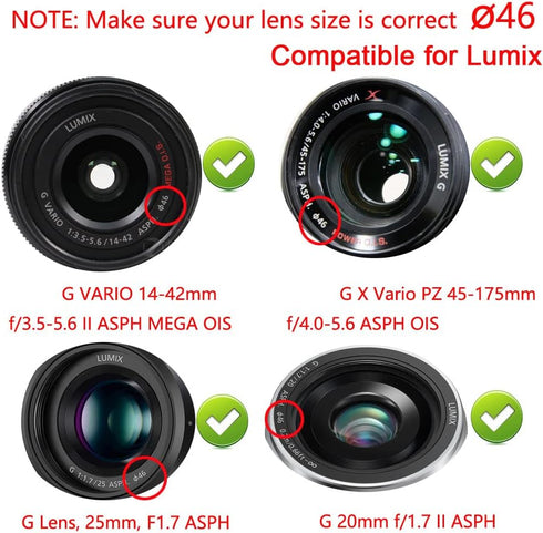 46mm Lens Cap Compatible for Nikon Z50 kit NIKKOR Z DX 16-50mm Lens, Compatible for Panasonic Lumix G9 G7 kit Lumix G Vario 14-42mm Lens (2 Pack)...