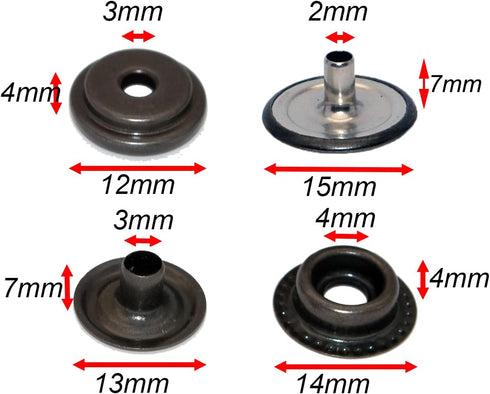 18Sets 15mm Stainless Steel Fastener Snap Press Stud Button with Punching Tools Kits for Coats Bags Leathers Marine Boat Canvas Silver Line 24 Gun...