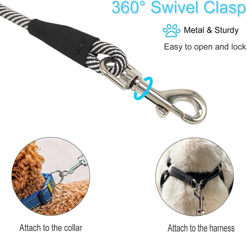 Small Dog Leash 7FT, Lightweight Nylon Rope Leash for Puppy Pets, Cats, Small Animals Medium Dogs Walking, Black...