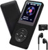 MP3 Player 32GB with Speaker Earphone Portable HiFi Lossless Sound MP3 Mini Music Player Voice Recorder E-Book HD Screen 1.8 inch Black Support up...