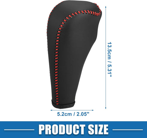 Car Shift Boot Cover Gear Knob Shifter Boot for Chevy Sonic 2012-2020 Faux Leather Black Red Stitches...