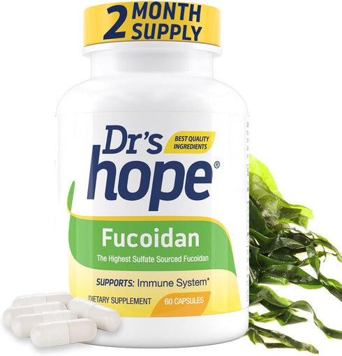 Fucoidan Supplement 65mg 60 Capsules, Brown Seaweed Extract Acts as Antioxidant for Gut Health, Cardiovascular Health and Immune Support, Made in ...