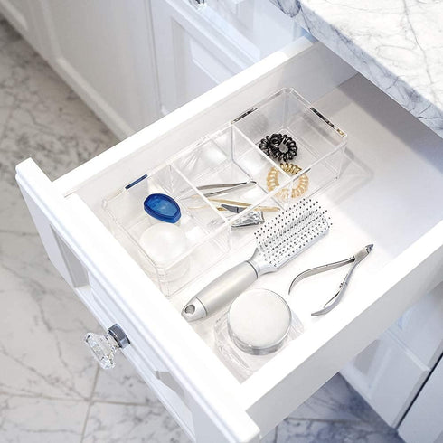 Isaac Jacobs Clear Acrylic 3 Section Organizer- Three Compartment Drawer Tray and Storage Solution for Office, Bathroom, Kitchen, Supplies, and Mo...