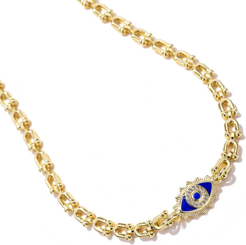14K Gold Plated Evil Eye Necklace Protection Choker Necklaces...