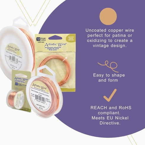 Artistic Wire, 30 Gauge Bare Copper Craft Jewelry Wrapping Wire, 30 yd...