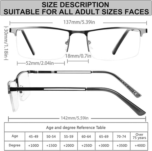 2-Pack Blue Light Blocking Reading Glasses Men Women Spring Hinge Computer Reading Glasses Metal Frame (Mixed Color, 3.5...