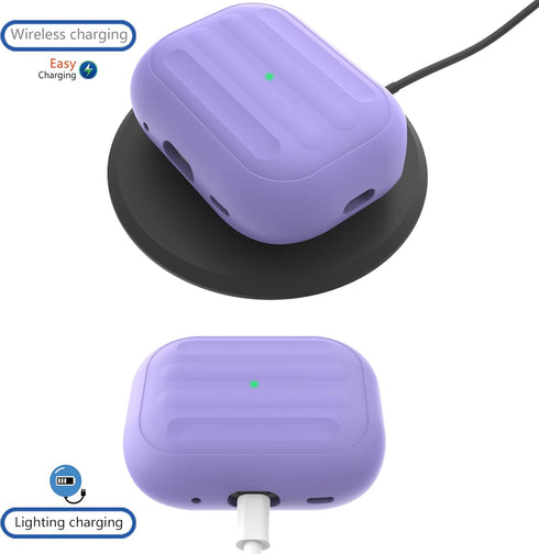 HUABERICH Anti-Lost Case for Airpods Pro 2nd Gen,Unibody Soft Silicone Protective Cover,Wireless Charging, LED Visible,Sports Case with Lanyard (p...