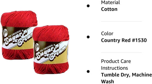 Sugar'N Cream Yarn - Solids-Country Red......