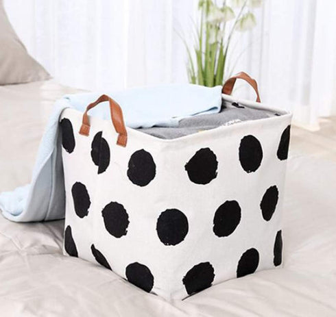 Square Canvas Toy Storage Bins Basket with Handle Collapsible Toy Organizer for Nursery Storage, Kid's Toy & Laundry, Gift Basket (Black Triangle)...