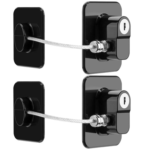 Fridge Lock, 2PCS Upgraded Refrigerator Lock for Freezer, Cabinets and Drawers, Air Fryer, Closets, Windows, Doors, Durable ABS with Adhesive Back...