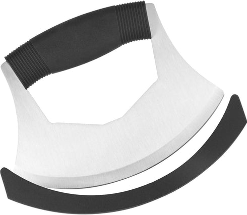 Luxiv Mezzaluna Knife Salad Chopper, Salad Chopper Stainless Steel Mezzaluna Knife with Protection Cover Vegetable Chopper Mincing Knife for Pizza...